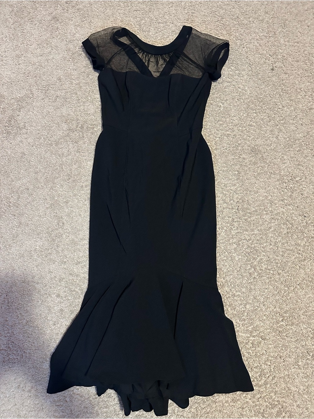 Maggy London Black Mesh Yoke Maxi Dress